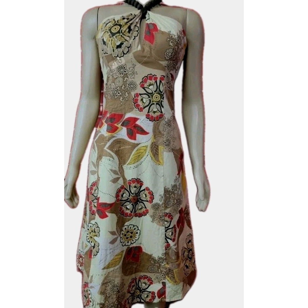 Amanda Lane Size 10 Multicolor Floral Halter Dress Womens Beach Resort